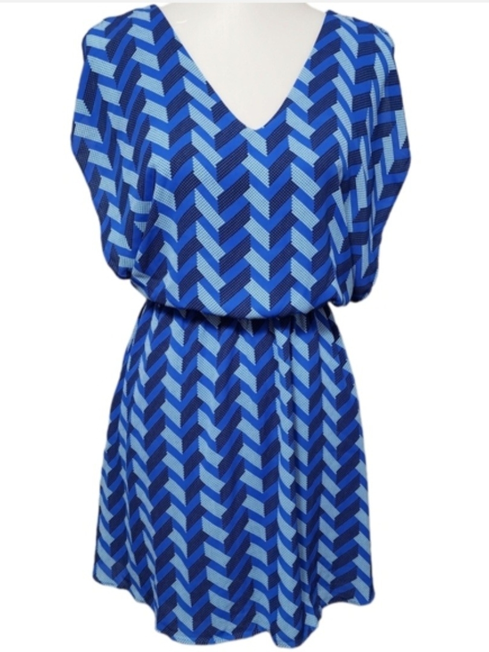 Candie's Blue Chevron Print Midi Dress